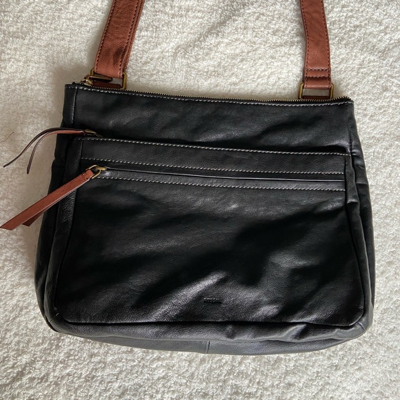FOSSIL COREY Crossbody Bag in Black and Brown Leather- NWT - Picture 3 of 3